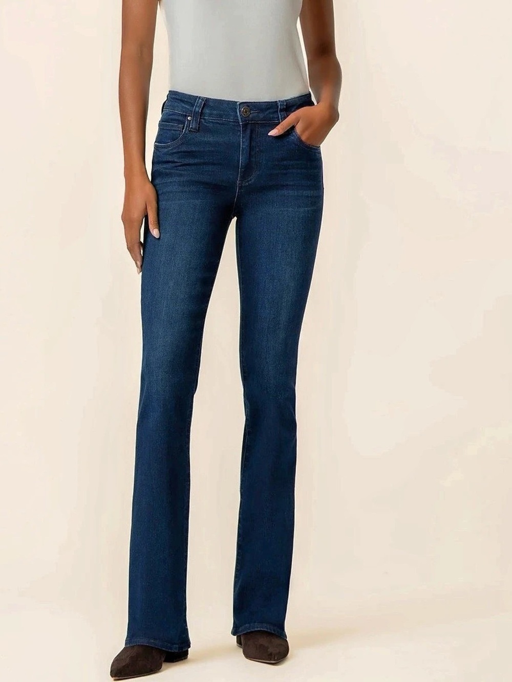 Kut from the Kloth 10 Natalie Flare Jeans Women’s Stretch Dark Wash KP1240MA2